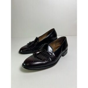 Steeple Gate Tassel Loafers Mens Size 9D Burgundy Leather Wing Dress Shoes Italy